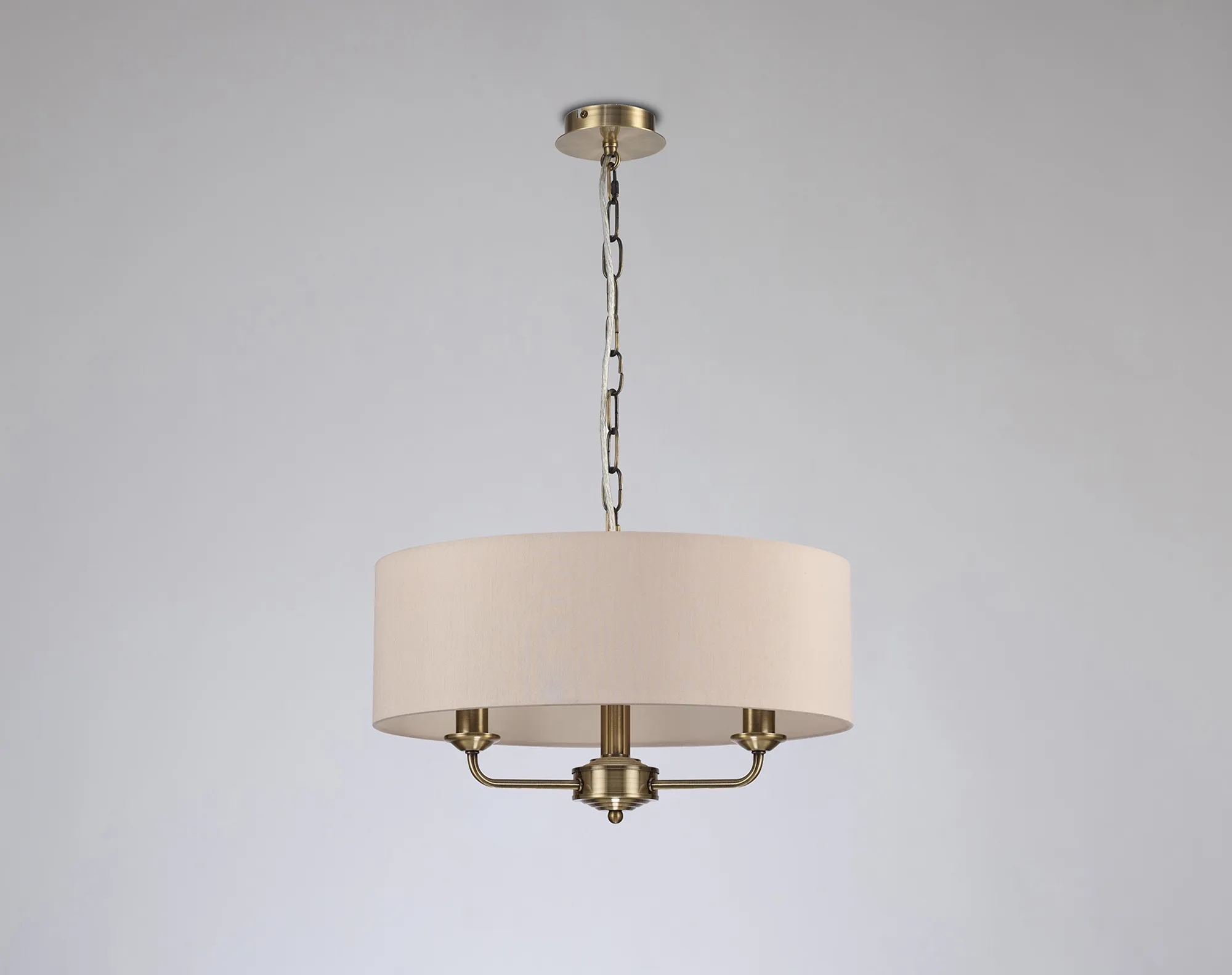 Banyan 45cm 3 Light Pendant Antique Brass, Nude Beige/Moonlight DK0039  Deco Banyan AB NU